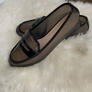 Black see through loafers